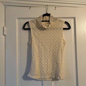 Sleeveless Lace Blouse with Side Zipper Closure